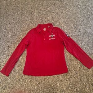 Coca Cola Embroidered Golf Polo‎ Shirt Men's Large Red,White